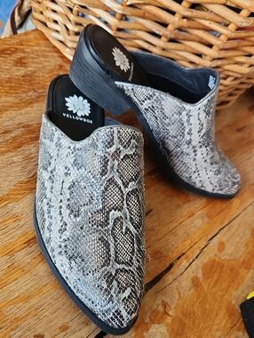 Yellow Box Lydia Snakeskin Mules 7